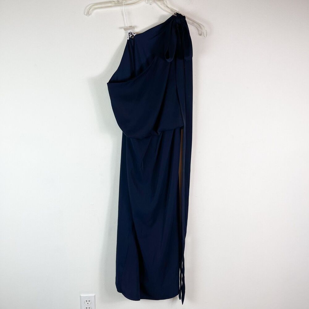 AmyLynn NWOT One Shoulder Tie Shoulder Tie Sleeveless Midi Dress Blue Size M